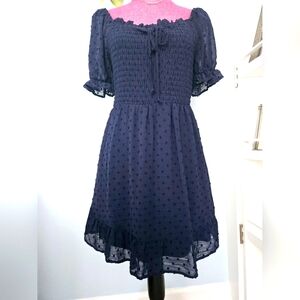 NWT Navy‎ Blue Baby Doll Dress - Juniors Large - As U Wish Clothing